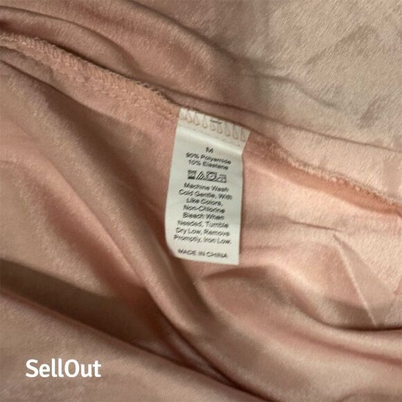 Women's Pink Satin Kimono Robe w/ Black Lace Trim Size M - Picture 5 of 5